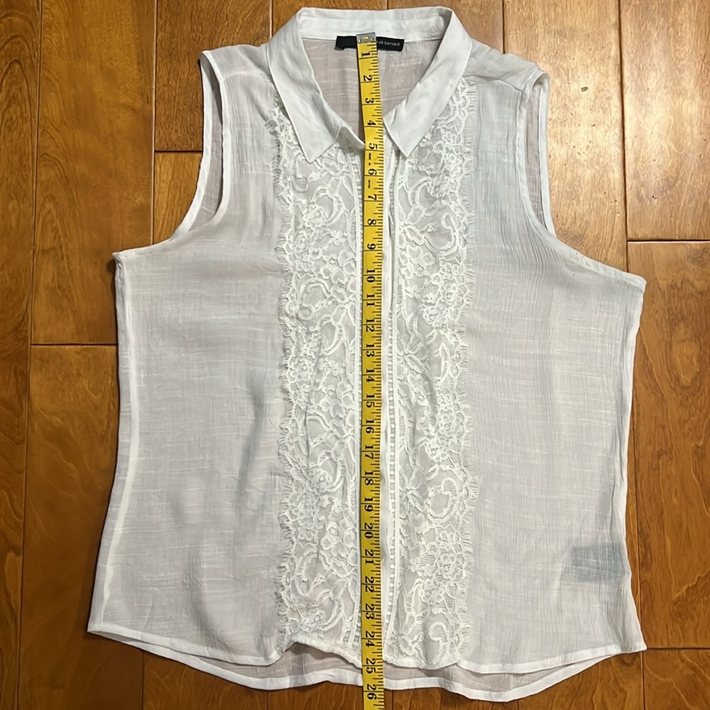 Harve Bernard White Sleeveless Lace Top Size XL Sheer Coquette Cottage Coastal - Picture 6 of 9